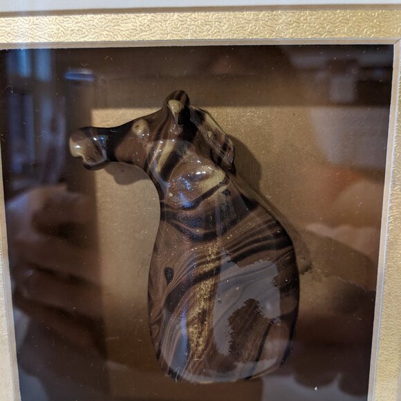 Vintage Chinese Horoscope Shadow Art Box w. Ceramic Horse - Zodiac Astrology - Picture 3 of 5